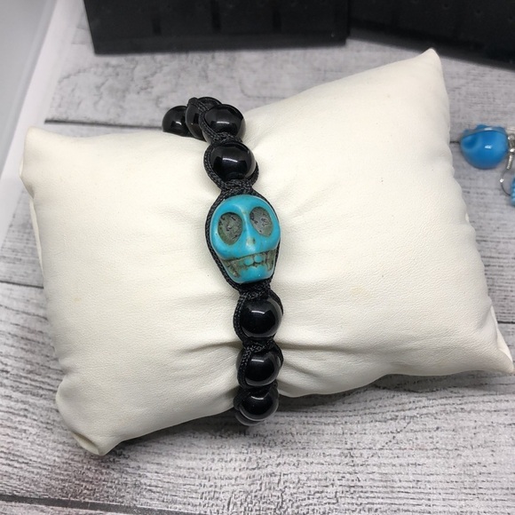 Curated bundle blue skull jewelry set statement. - Picture 2 of 6